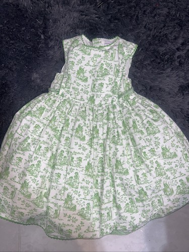 POLLY & FRIENDS Green Toile Print Girls Dress Size 5