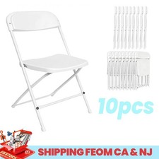 White Plastic Folding Chair 350lbs Weight Capacity Stackable Commercial Seats
