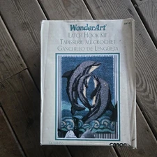 DOLPHIN Latch Hook Kit Wonder Art Vintage Caron 27" X 40" # 4453 NEW