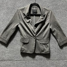 Iris Basic Blazer Womens Small Stretch Lightweight 3/4 Sleeve Jacket Work Office