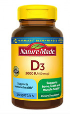 Nature Made Vitamin D3 2000 IU 50 mcg Softgels Bone Immune Support 320 Ct