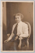 Woman Portrait England UK Real Photo Postcard RPPC