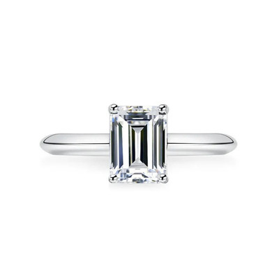Laborgefertigter Diamant-Ring 2,0 kt Smaragdschliff Testpass Solitär Smaragdfassung