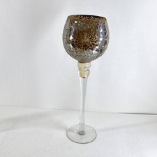Großer Gold Mosaik Glas Kerzenhalter hoher Stiel Kelch Stil Teelichtständer