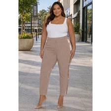 Pants Women 2X Taupe Colored Plus Size Trousers