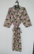 Indian Multi Floral Print Cotton Kaftan Beach Kimono Dress Robe Caftan Maxi Gown