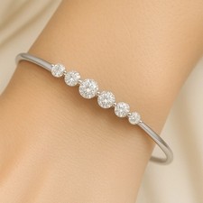 14K White Gold Diamond Bangle Bracelet 5 CT | Treated Diamonds | Certified