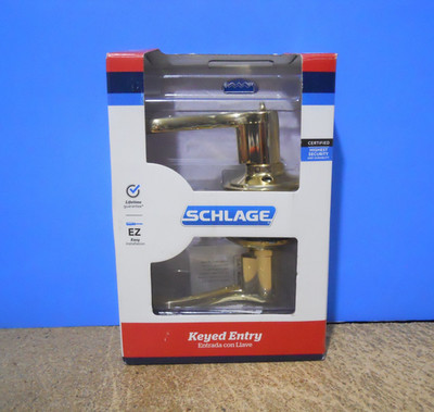 Schlage Flair Keyed Entry Door Lever Handle Lock Bright Brass  F51 V FLA 505