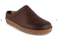 Men Leather Clogs 'Travel Classic', dark brown,Non-slip TR Rubber Sole