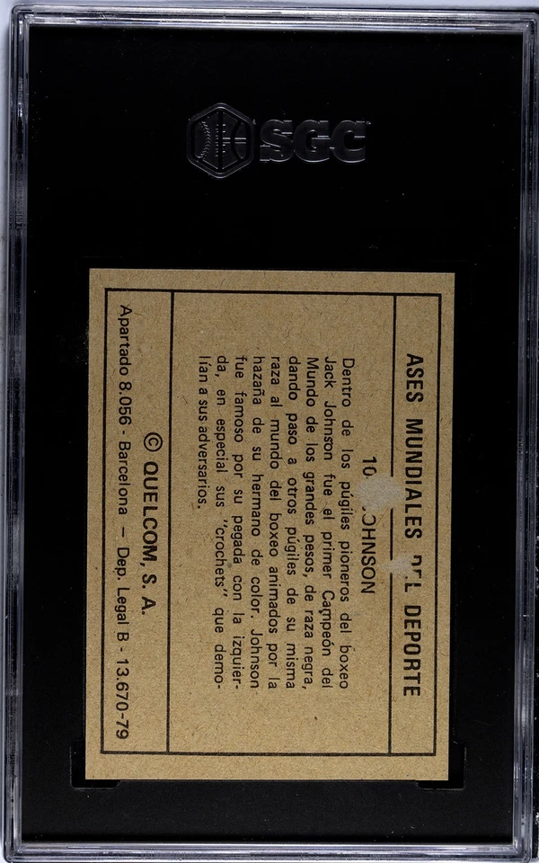 1979 QUELCOM ASES MUNDIALES DEL DEPORTE #108 JACK JOHNSON SGC 2 5282088 - Image 2 of 2