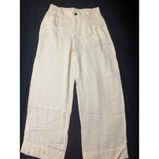 A New Day Womens Cream High Rise Wide Leg Lyocell Blend Pants Size 8 Cream