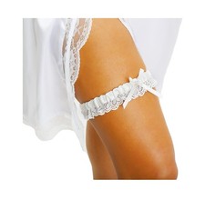 Ivory Wedding Bridal Garter With Rhinestone Satin Bow Lace For Brides Prom