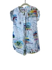 Gap Kids Romper Girls 6-7 Years Multicolor Map Print Button Front Cotton Gauze