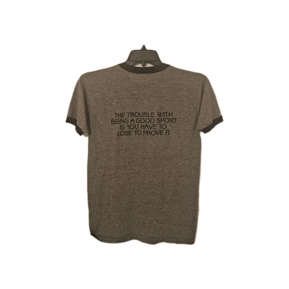 Vintage 1980s United States Rifles Hunting Ringer T-Shirt Gray Large Made In USA - Image 3 of 4