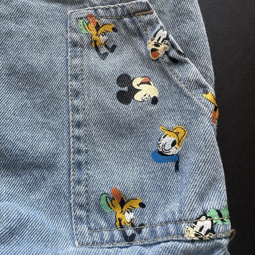 Baby Mickey Disney Denim Overalls Shorts Size 12 Months 100% Cotton Embroidered - Picture 5 of 15