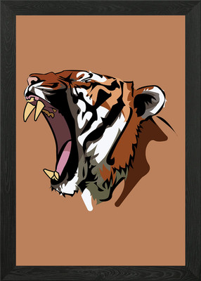 Tiger brüllt Teller gerahmtes Wandbild Poster Leinwanddruck Bild