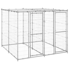 Dog Kennel Silver Galvanized steel 52.0 sq ft Durable