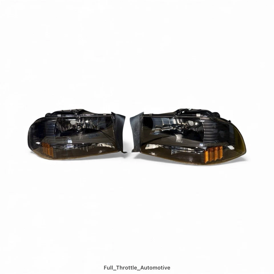 97-04 Dodge Dakota 98-03 Durango Black 1-Piece Headlights L&R NEW USA Seller - Image 2 of 4