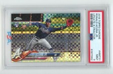 RONALD ACUNA JR 2018 Topps Chrome Update 47/99 X-Fractor Rookie Card HMT31 PSA 9. rookie card picture