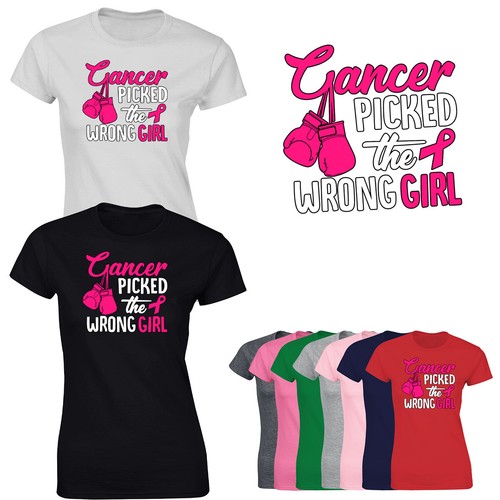 Cancer Picked The Wrong Girl Damen T-Shirt Breast Awareness Damen Tshirt - Bild 1 von 21