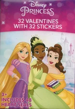 Paper Magic Group Disney Princess 32 Valentines with 32 Tattoos New
