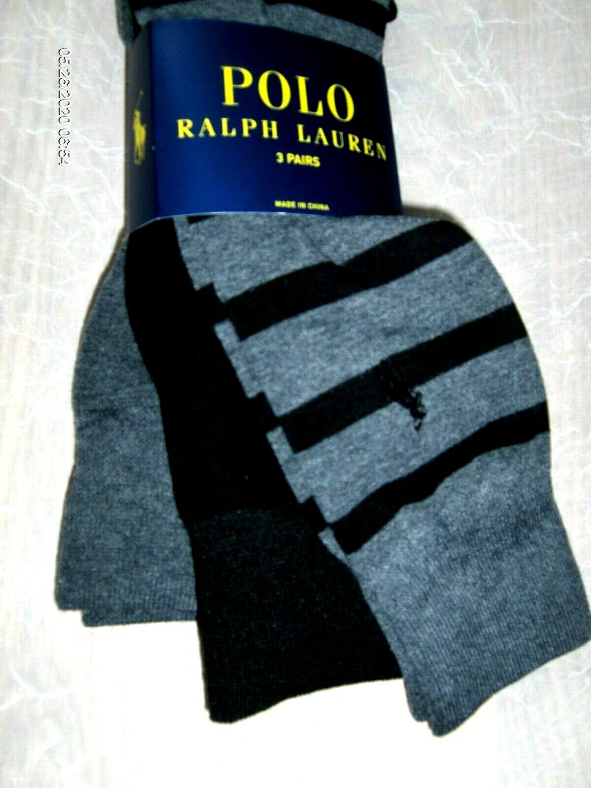 PONY Polo Ralph Lauren Calzini Uomo Eleganti 3 Paia Grigio e Nero