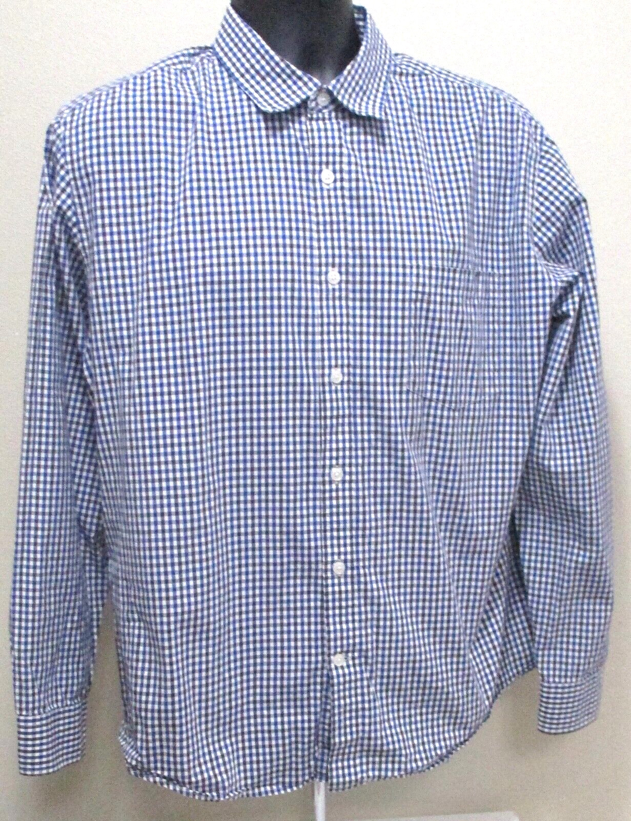 Amazon Essentials Blue/Black Checkered Button Fro… - image 1