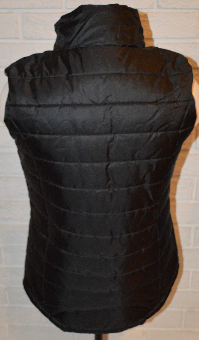 Women's Rue 21 Black Floral Sleeveless Full Zip Puffer Vest Size S, M, L, XL, 1X