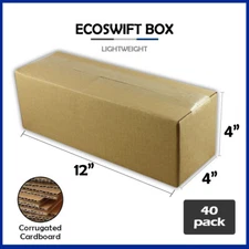 40 12x4x4 "EcoSwift" Brand Cardboard Box Packing Mailing Shipping Corrugated