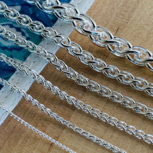 Collier chaîne corde spirale véritable argent sterling 925 fabriqué en Italie - Photo 1 sur 12