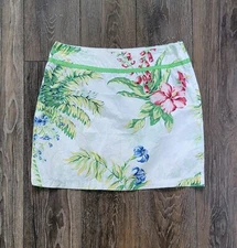 Tommy Hilfiger Women's Size 10 Tropical Floral Green Band Pink White Cotton 2004