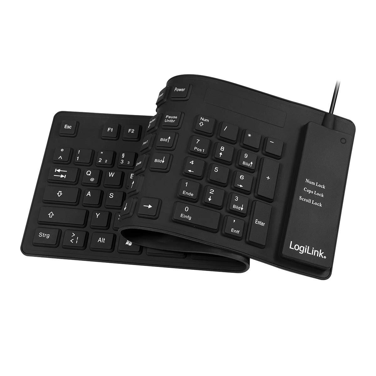 Logilink ID0019 Flexible Keyboard, PC/Mac, Keyboard German Layout black