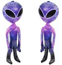 2 GALAXY SPACE ALIEN 36" INFLATE INFLATABLE 3 FEET BLOW UP HALLOWEEN PROP UFO