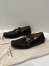 Salvatore Ferragamo Parigi Driving Shoes Dark Brown Leather Bit Loafers Size 7 D