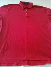 Polo Ralph Lauren RED PIMA COTTON Golf Polo Shirt Men's XL SHORT SLEEVE BUTTONS