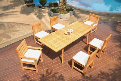 7pc Grade-A Teak Dining Set 94" Rectangle Table Devon Chair Outdoor ...