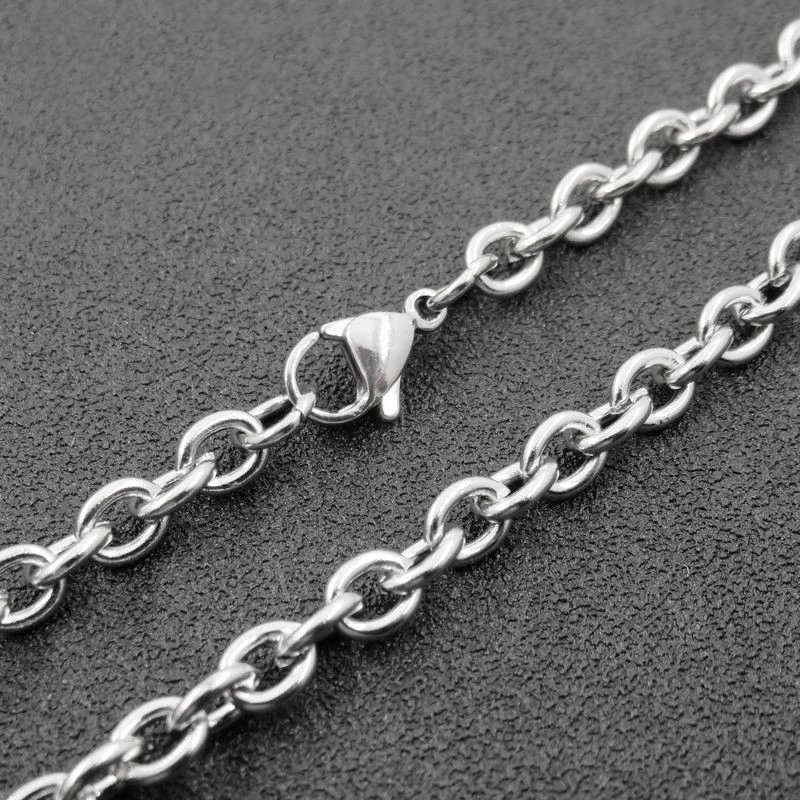 10 Stck. 3 mm Edelstahl "O" Form Rolo Gliederkette Halskette für Damen Herren