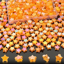 100 Pcs Acrylic Star Beads for Jewelry Making, EVERMARKET Shape Orange