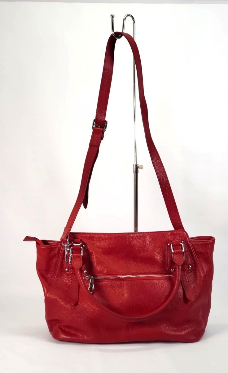 HESHE Women's Red Leather Designer Top Handle Crossbody Shoulder