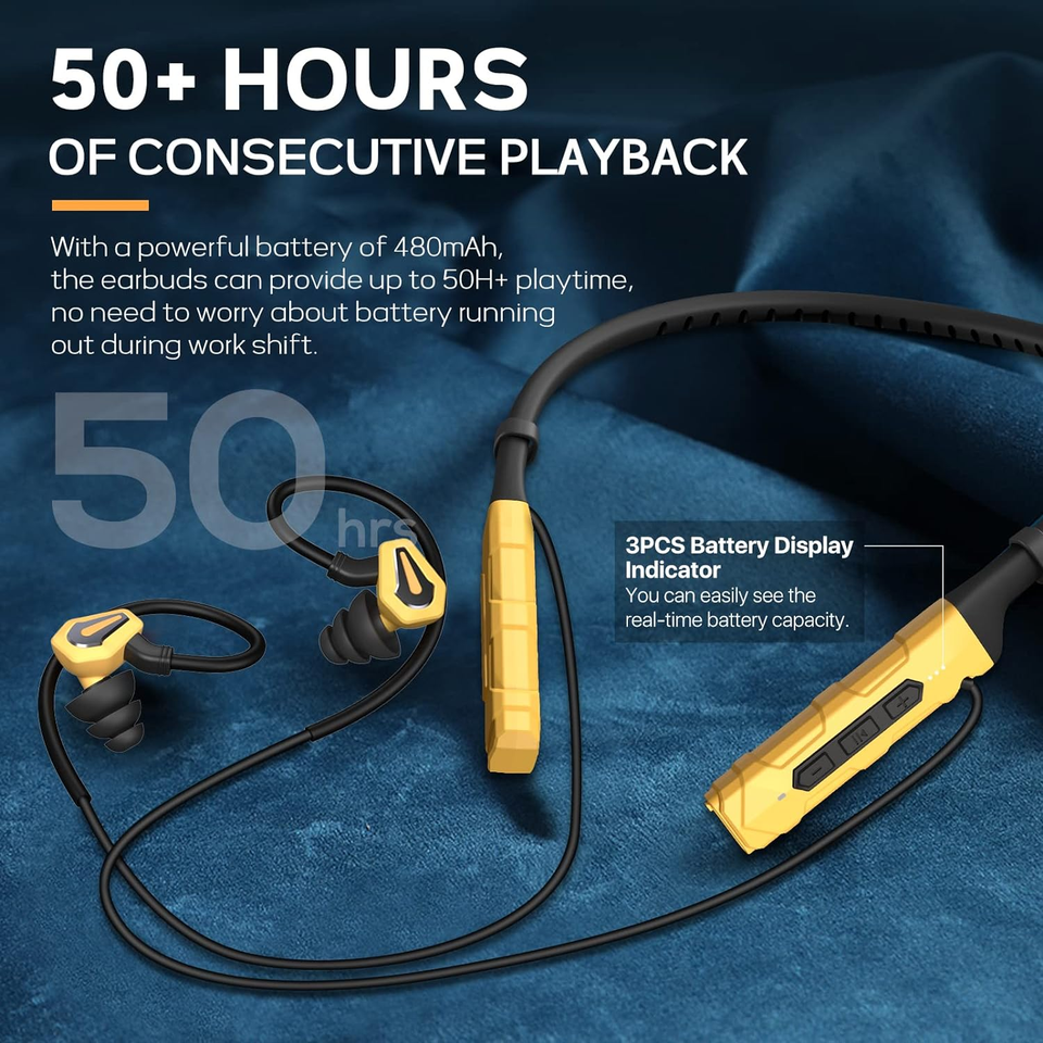 Earplug Headphones for Work, Neckband Wireless Work Earbuds Ear Plugs