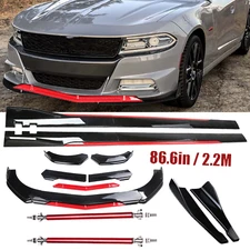Front Bumper Lip Splitter Spoiler Side Skirt Body Kit Glossy For Dodge Charger S