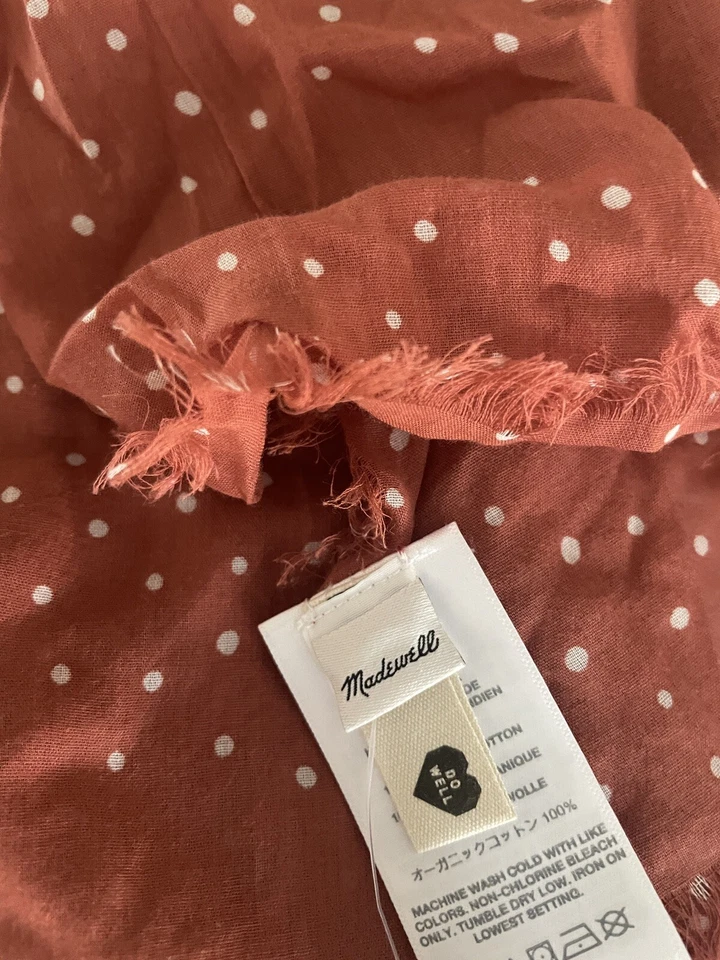 Madewell квадратный хлопок бандана 21,5 «выветренный кирпич с белый горошек новый с Ярлыками - Изображение 2 из 3