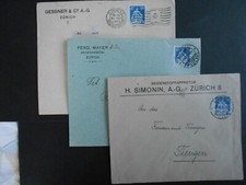 Schweiz 1923 drei gelaufene Belege mit der 170 (t58)