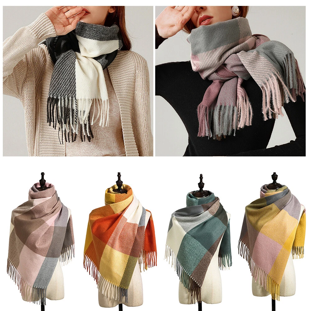 Plaid cashmere scarf womens sale