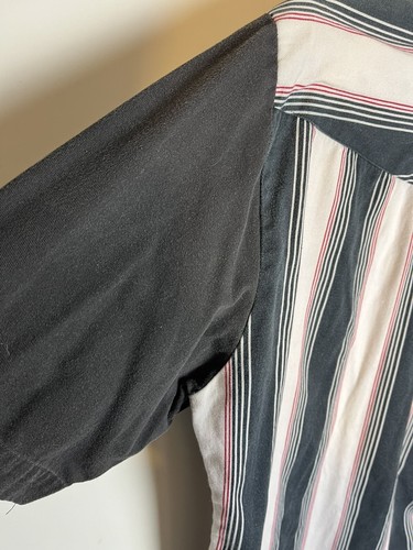 Vtg 90’s Roper Snap USA Men Black Red BOLD STRIPE Cowboy Western Size L 16.5 - Imagen 3 de 9