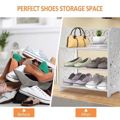 3 Tiers Shoe Rack Stand Storage Organiser Unit Shelf Home Holder white Shelves - Picture 7 of 12