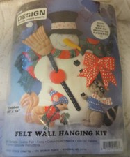 By Design Works Christmas Wreath Snowman Felt Jewel Wall Hanging Kit 18" x 16"
