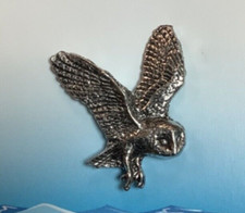 Barn Owl Silver Pewter Pin Badge (T)
