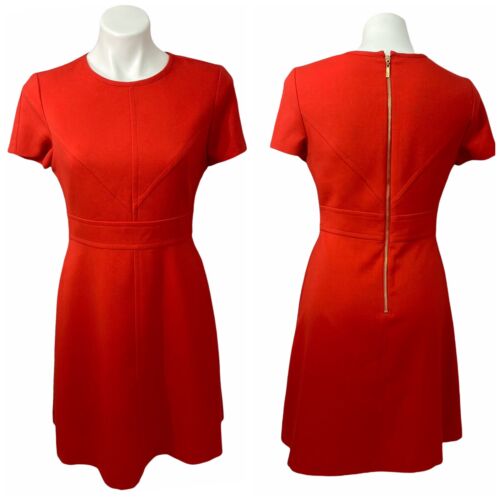 Blazer Vestido Eliza J Mujer Talla 6 Naranja Cuadros Hasta la Rodilla Cremallera Trabajo Oficina Otoño - Imagen 8 de 11