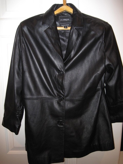 Outbrook Genuine Leather Jacket Coat~Ladies BLACK~Soft | eBay